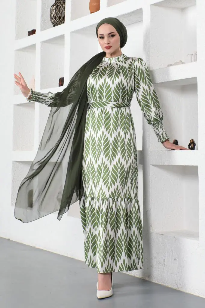 flowy belted dress Satin Flowy Belted Dress with Smocked Cuffs