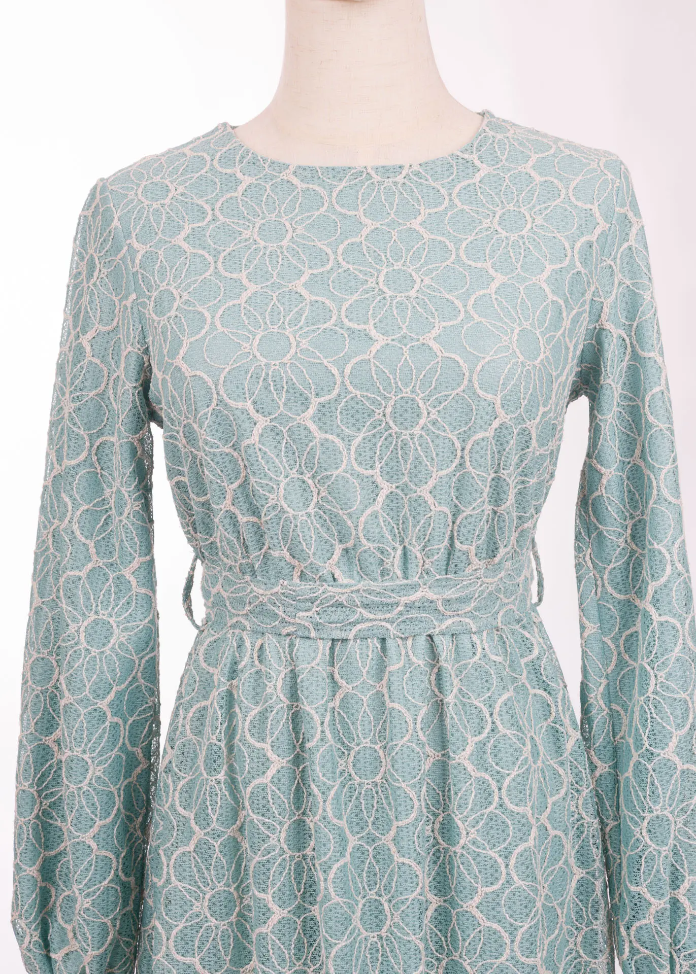 Fully Lined Lace Dress With Elastic Waist